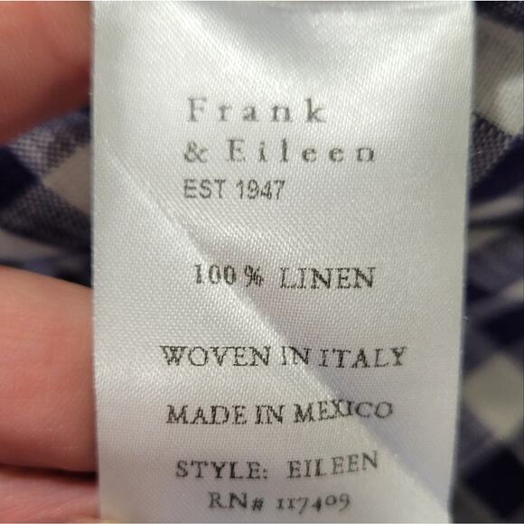 Frank & Eileen Eileen Shirt Relaxed Linen Button Front Gingham Plaid Size XXS - Picture 6 of 10